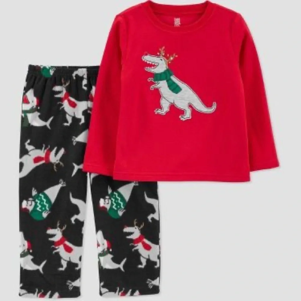 Carter's Just One You Toddler Boys' 2pc Christmas Dinos Pajama Set nwt 2t or 3t